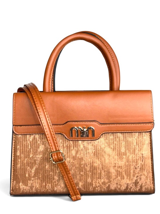 Passages Handbags - PASSAGES Tan Structured Medium Satchel w/x-body strap - NWT